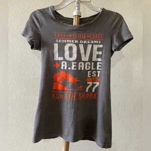 American Eagle Outfitters Heather Charcoal Logo Tee